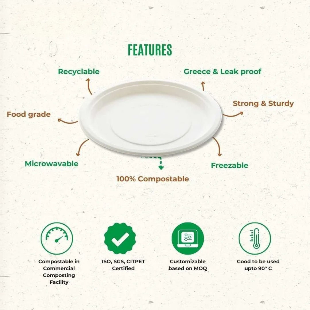 Biodegradable Bagasse Disposable Plates